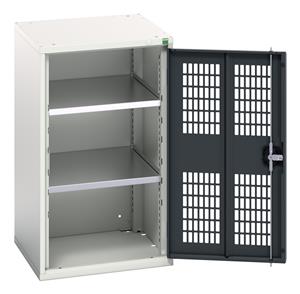 verso ventilated door cupboard with 2 shelves. WxDxH: 525x550x900mm. RAL 7035/5010 or selected Bott Verso Ventilated door Tool Cupboards Cupboard with shelves